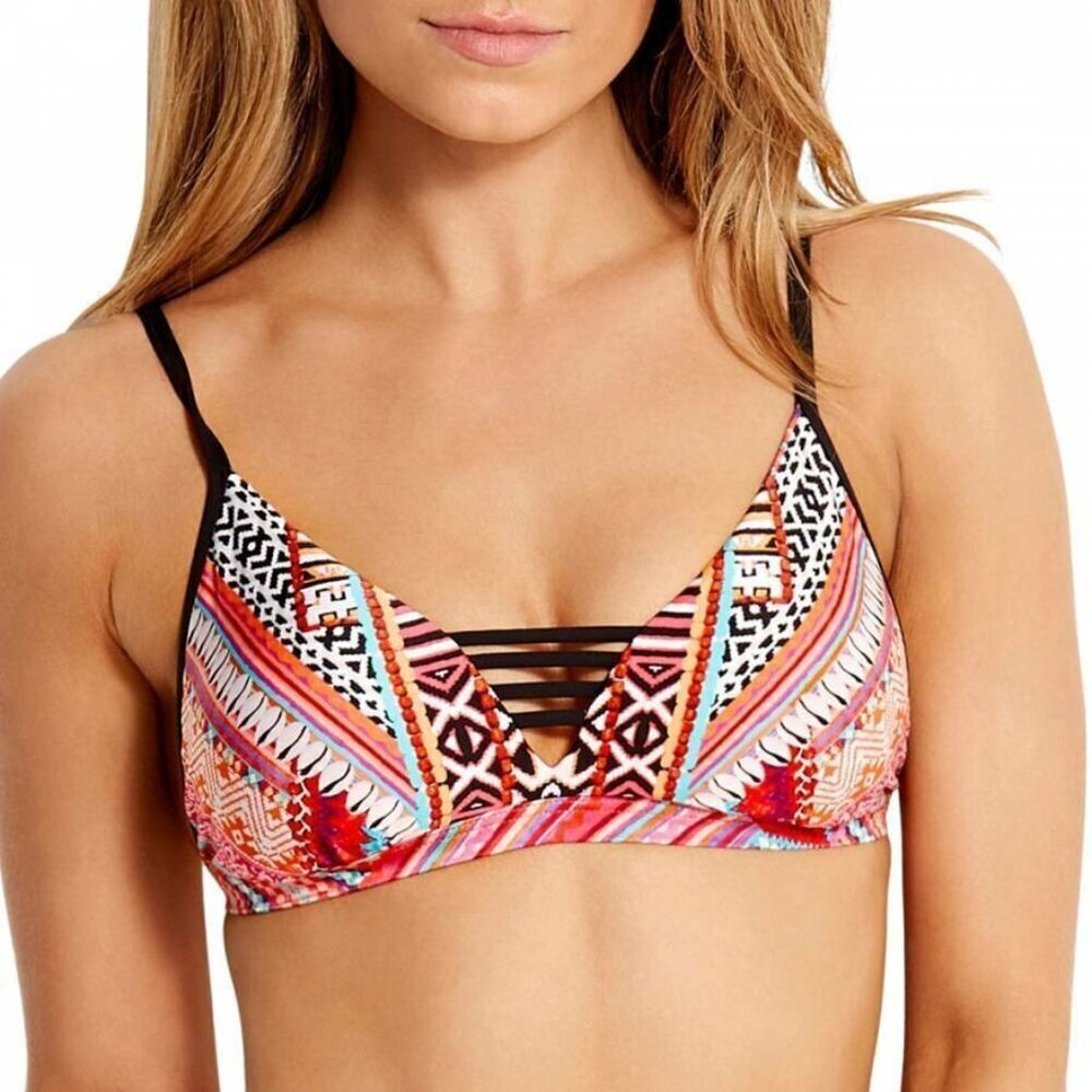Seafolly Australia Womens 2 US Desert Tribe Rouleau Bralette Bikini Top $82 833
